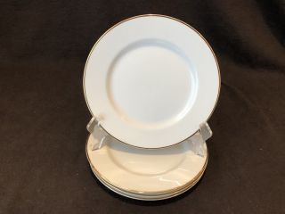 Tiffany & Company Salad Plates White Gold Rim Tic10 Set Of 4 - 7 1/2 " Diameter