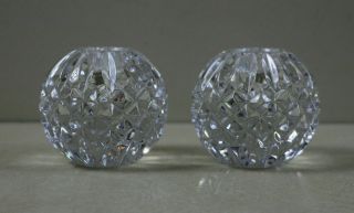 Pair (2) Waterford Crystal Lismore Pattern Candle Holders Round Globe Ball