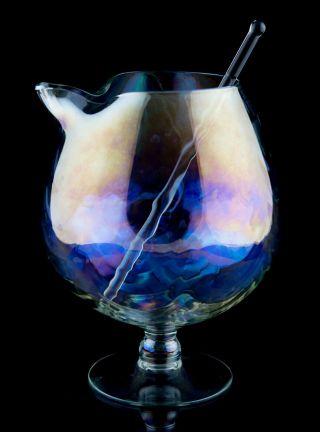 West Virginia Glass Specialty Iridescent Luster Optic Martini Pitcher W/ Stirrer