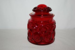 Vintage Le Smith Moon & Star Amberina Red Apothecary Canister Jar Ground Top 5