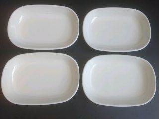 4 White Oval Corning Ware Sidekick Dishes Bowls 4 1/2 X 6 3/4 Microwave Snack