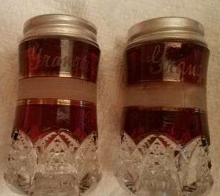 Eapg Ruby Glass Granger Picnic Souvenir Salt Pepper Shakers 1904