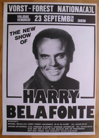 Harry Belafonte Silkscreen Concert Poster 80s