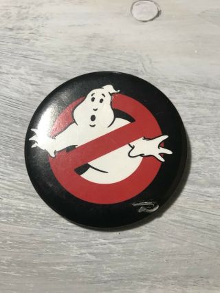 1984 Ghostbusters Pinback Button Pin Columbia Pictures Movie Promo No Ghosts Old