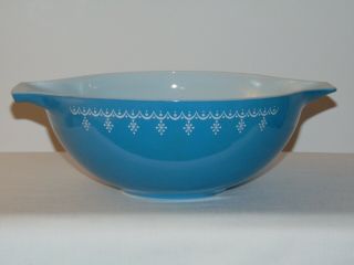 Large 4 Quart Vintage Pyrex Turquoise Blue Snowflake Cinderella Mixing Bowl 444