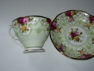 Royal Albert Old Country Roses Rose Cameo Green Tea Cup and Saucer Set 2