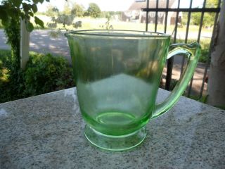 Vintage Uranium Vaseline Depression Green Glass Vase Pitcher Jug 6 " Antique