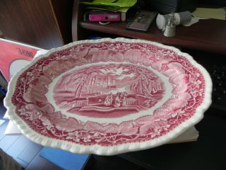 Mason’s Ironstone China Vista England Serving Tray Platter Red Pink 16 " X 13 "