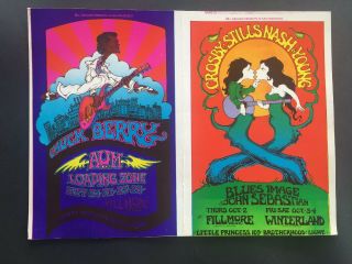 Bg 193 194 Crosby Stills Nash & Young,  Chuck Berry Mailed Fillmore Postcard 1969