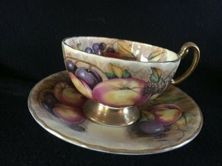 Aynsley Orchard Gold Fruit Footed Tea Cup And Saucer Set