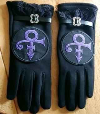 Prince Rogers Nelson Black Love Symbol Gloves With Touch Screen Fingers