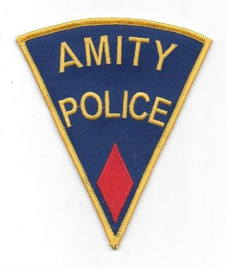 Jaws Movie Amity Police Logo Shoulder Patch,  Red Diamond Embroidered Patch,