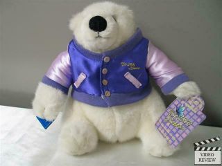 Britney Spears Plush White Bear With Purple Jacket; Applause