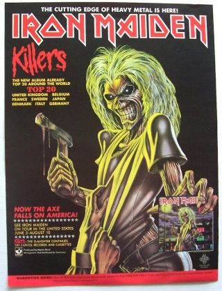 Iron Maiden 1981 Poster Advert Killers The Axe Falls On America