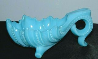 Antique Baby Blue Milk Glass Footed Shell Shape Nut Dish W/finger Loop Gorgeous