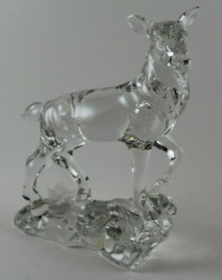 Bleikristall 24 Lead Crystal Deer Doe Made In Germany Frosted Leaves