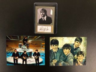 Beatles - Ringo Starr - Autograph Card W 2 Photos Signed D Gordon 229