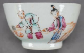 18th Century Chinese Export Qianlong Hand Painted Asian People Tea Bowl