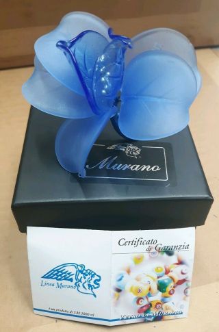 Vintage Murano Art Glass Blown Blue Flower