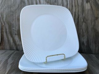 Corelle Dishes Scandia White Square Vitrelle " 2 " Large Dinner Plates Set Of 4