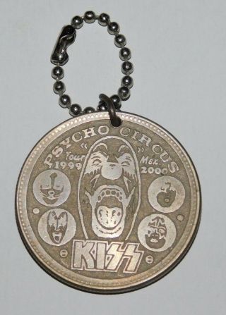 Kiss Band Psycho Circus Tour Mexico Concert Coin Ball Chain Keychain 1999
