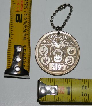 KISS Band Psycho Circus Tour Mexico Concert Coin Ball Chain Keychain 1999 2
