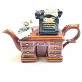 Paul Cardew Crime Writers Desk Teapot Made In England Vintage Collectible