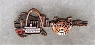 Hard Rock Cafe St Louis 3d Bronze Skyline Guitar Pin 96065