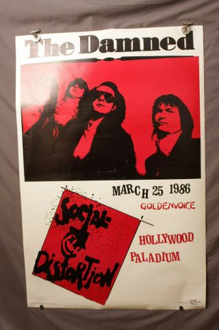 The Damned / Social Distortion Hollywood Paladium 1986 Show Poster Punk Hardcore