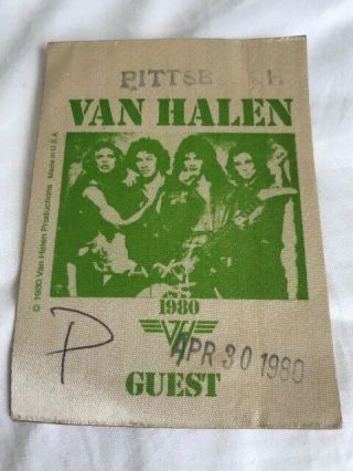 Van Halen - 1980 Tour - Satin Guest Pass - 4/30/80 - Pittsburgh Civic Arena