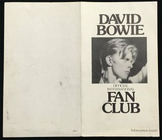 David Bowie Official Intl Fan Club Flyer Low Vinyl Lp Insert Order Form -