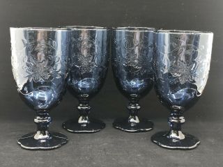 4 Princess House Fantasia Blue Sapphire Iced Tea Glasses/goblets