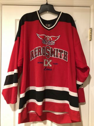 Aerosmith Lives Ix 9 World Tour Vintage 90’s Hockey Jersey Size Xl