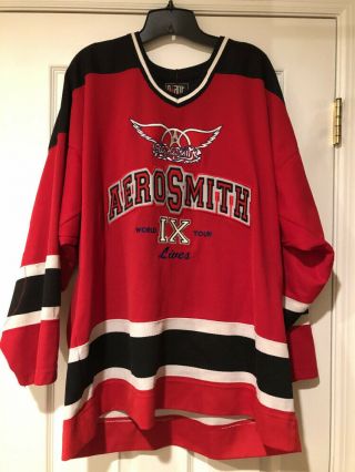 Aerosmith Lives IX 9 World Tour Vintage 90’s Hockey Jersey Size XL 2