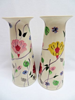 2 Two Blue Ridge Porcelain Chintz Tapered Vases