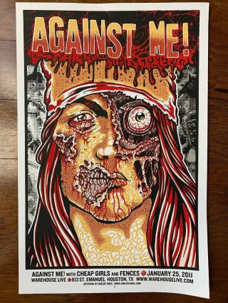 Against Me 2011 Zombie Houston Concert Poster - Punk Rock Music Warehouse Live