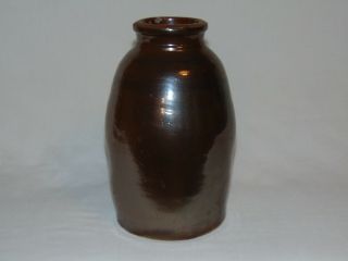 Vintage Old Primitive Antique Stoneware Pottery Preserve 9 " Crock Jar C.  1880