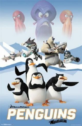 2014 Dreamworks Penguins Of Madagascar Movie Poster 22x34