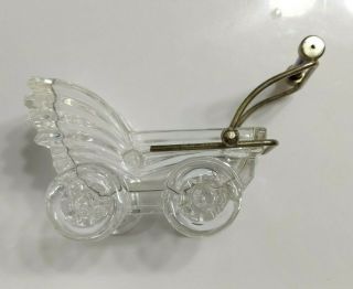 Vintage Glass Baby Carriage Cobalt Blue Handle Candy Dish Holder