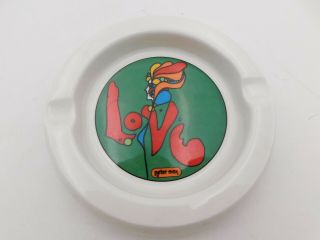 Peter Max For Iroquois China Vintage 70s Green " Love " 5 " Ashtray