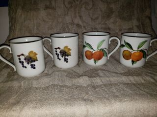 Set Of 4 Vintage Royal Worcester Porcelain Evesham Gold Coffee Mugs Cups Euc