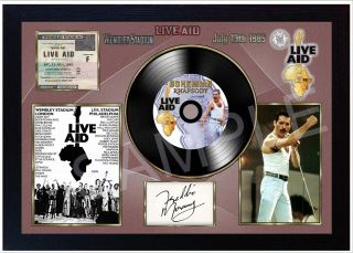 Freddie Mercury Queen Wembley Music Signed Framed Photo Lp Vinyl Great Gift
