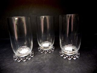 Imperial Glass (usa) Candlewick Set Of 3 Tumblers 4 7/8 " Tall