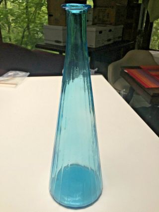 Vintage 22 " Italian Empoli Guildcraft Art Glass Blue Genie Bottle Decanter