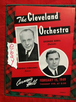 1949 George Szell Carnegie Hall Flyer York City Box D Handbill Firkusny