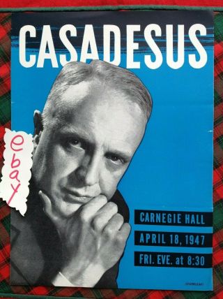1947 Casadesus Carnegie Hall Flyer York City Box D Handbill