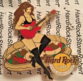 2005 Hard Rock Cafe Philadelphia Sexy Philly Cheesesteak Girl W/ Guitar Le Pin