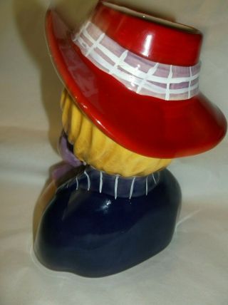 Vintage Lady Head Vase Planter Large Red Hat/Blue jacket pearls 3
