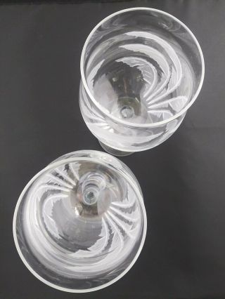 Crystal Wine Glasses Etched Palm Trees Coastal Gorgeous Tall Pre Owned 2