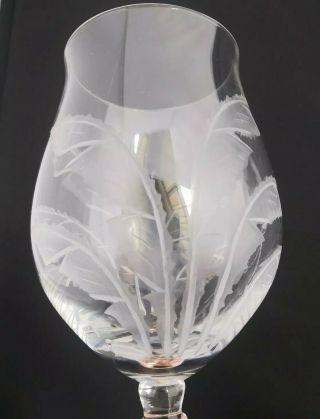 Crystal Wine Glasses Etched Palm Trees Coastal Gorgeous Tall Pre Owned 6